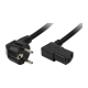 Power cord, safety plug 90° to IEC C13 female, 2m, black