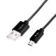 USB 2.0 cable, USB-A/M to Micro-USB/M, nylon, alu, black, 2 m