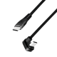 USB 2.0 Type-C cable, 2m, C/M 180° to USB-C/M, alu, black, 
