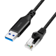 LogiLink USB 3.0 Ethernet cable, A/M to RJ45/M, 1 Gbps, active, black/grey, 3 m