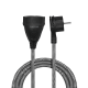 Power cord extension, CEE 7/7 to CEE 7/3, textile cable, black/grey, 3 m
