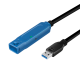 USB 3.2 Gen1 cable, USB-A/M to USB-A/F, amplifier, black/blue, 20 m