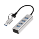 LogiLink USB 3.0 hub, 4x USB-A, 5 Gbit/s, 2-in-1 connection cable, silver